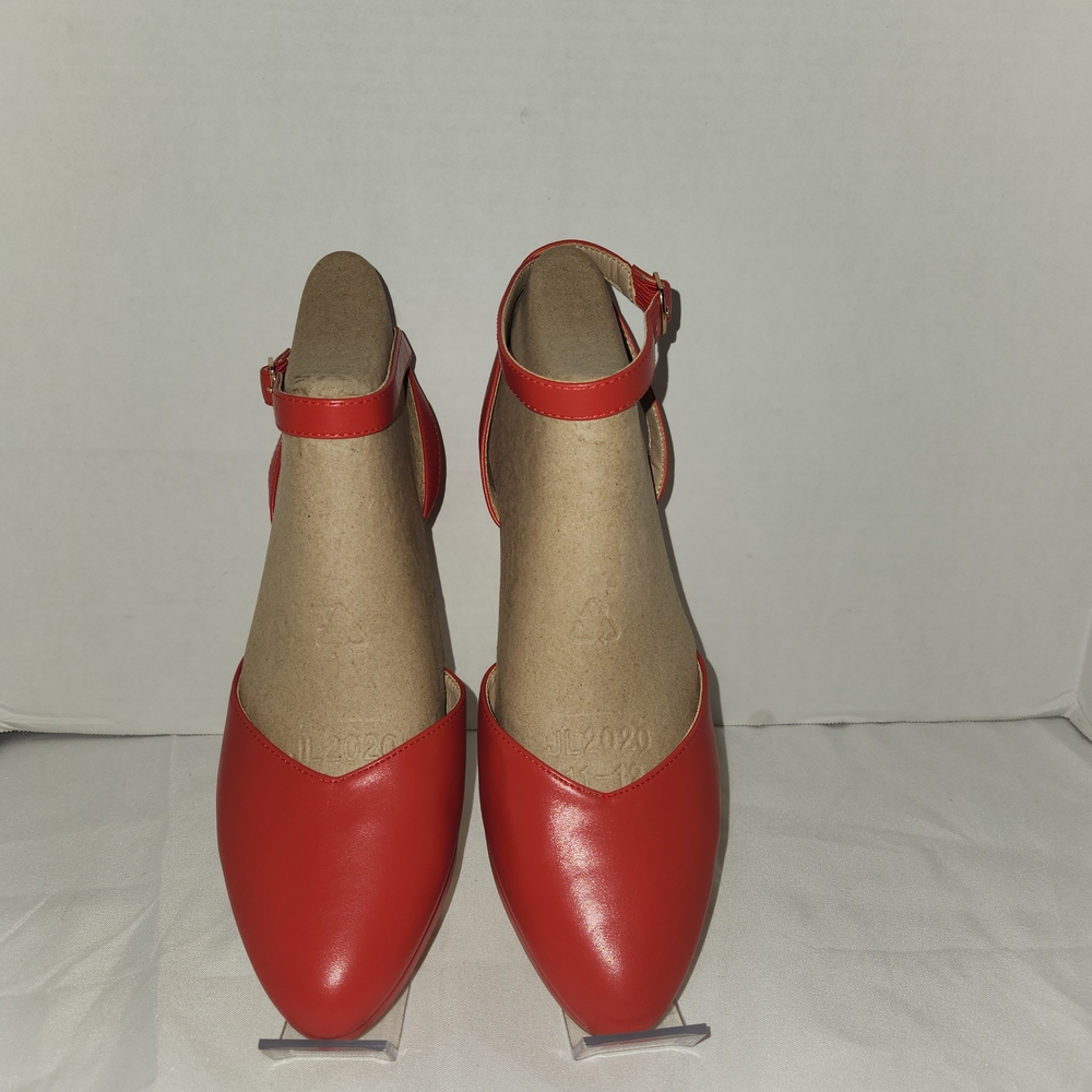 Elegant Red Women's Ankle Strap Shoes